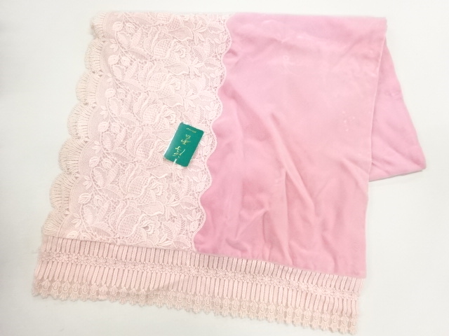 リサイクル　未使用品　ビロードレース草花模様ショール